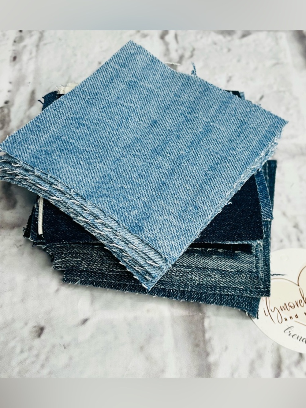 Denim Squares 4” (Set of 50) Craft Fabric Bundle quilting fabric - Picture 3 of 3